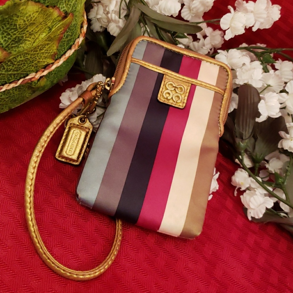 Coach striped wristlet wallet - Picture 1 of 8